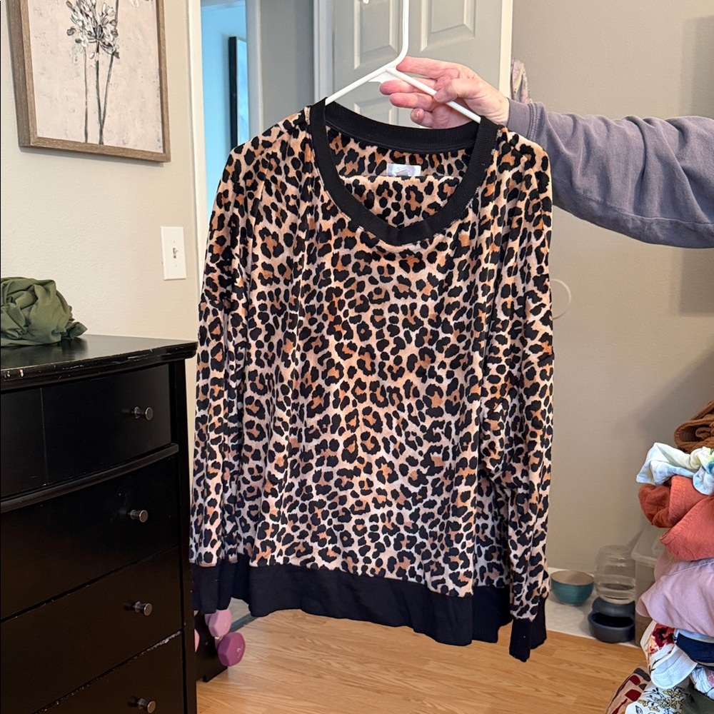 Leopard Print Pj set with Black Trim